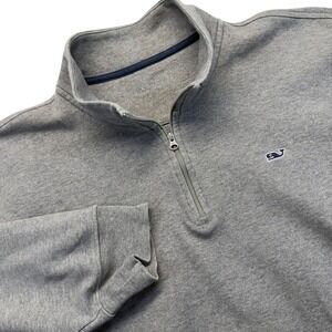 Vineyard Vines Quarter Zip Pullover Mens XL Pima Cotton Heather Gray Whale